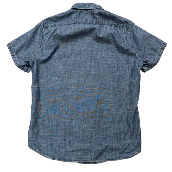 J.Crew Shirt Mens Size M Short Sleeve Chambray Slim Fit Pockets Cotton Blue - Picture 3 of 6